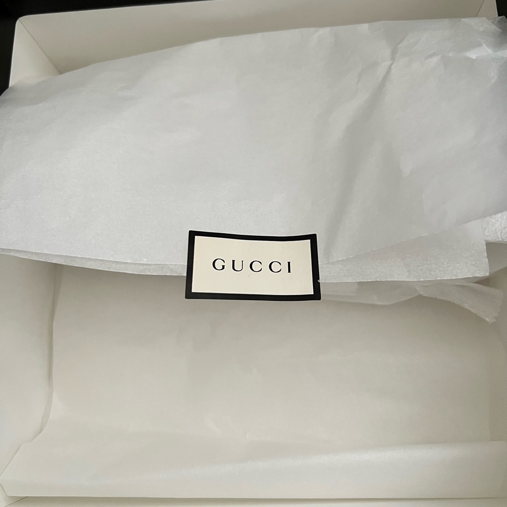 🔥SOLD🔥 GUCCI Thin Black Leather Belt Double G 80 Antique Brass Buckle NEW - Picture 7 of 9